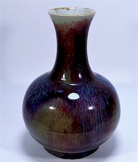 19C Chinese Porcelain Flambe Oxblood Globular Vase