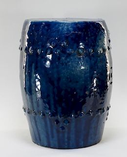 Chinese Ceramic Mottled Blue Glaze Garden Seat