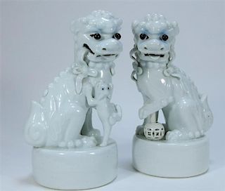 PR Chinese Blanc de Chine Porcelain Foo Dogs
