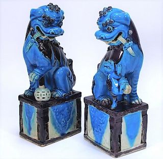 PR Chinese Turquoise Fahua Glaze Porcelain Foo Dog