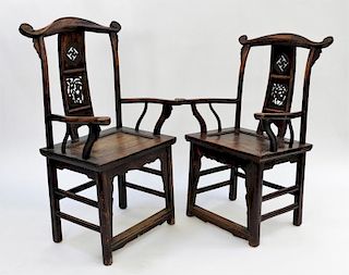 Chinese Qing Dynasty Provincial Yoke Back Chairs
