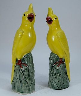 PR Chinese Porcelain Sancai Glaze Bird Figures