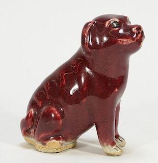 Chinese Porcelain Flambe Glaze Dog Figure