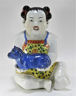 Chinese Porcelain Famille Juane Baby Buddha Figure