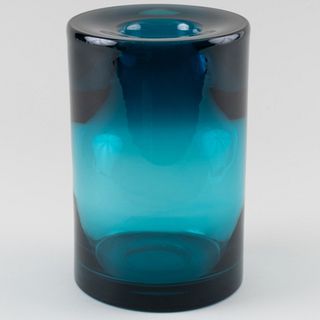 Cylindrical Modern Blue Glass Vase