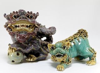 Chinese Ceramic Foo Dog & Porcelain Foo Lion