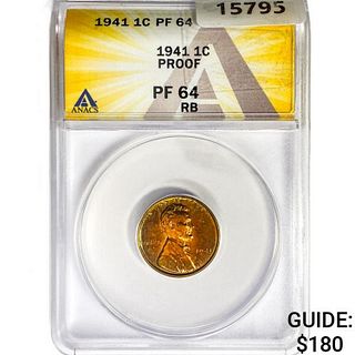 1941 Wheat Cent ANACS PF64 RB