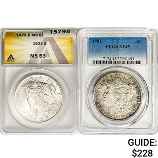 1881&1923 Varied Silver Dollars  MS/XF 