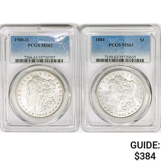 1884&1900 Morgan Silver Dollar PCGS MS63 