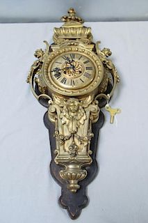 19th C. Bronze Cartel Clock with Putti and Griffin