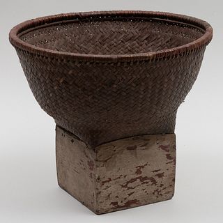 Group of Three South East Asian Woven Reed Baskets