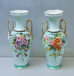 Pair of Old Paris Porcelain Vases With Floral