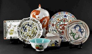 7 Chinese Porcelain Plate Bowl Jar Articles