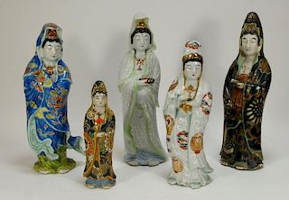 5 Chinese and Japanese Porcelain Guanyin Statues