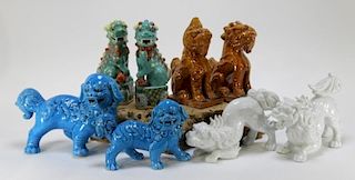 4 PR Chinese Porcelain Pottery Foo Dog Statues
