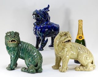 3 Chinese Porcelain Mythical Beast Sculptures