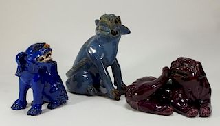 3 Chinese Porcelain Foo Dog Mythical Beast Figure