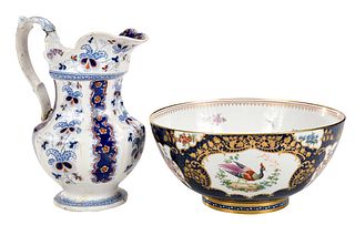 Worcester Porcelain Bowl and Ceramic Pitcher