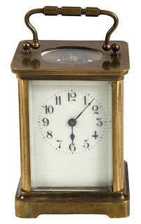French Brass Carriage Clock with Leather Case 