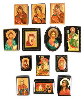 13 Religious Themed Russian Lacquer Boxes