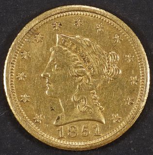 1851-O $2.5 GOLD LIBERTY BU OLD CLEANING