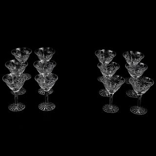 JUEGO DE COPAS CHECOSLOVAQUIA SIGLO XX Elaboradas en cristal transparente Decoración facetada Detalles de conservación P...