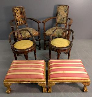 Jacobean style oak armchairs