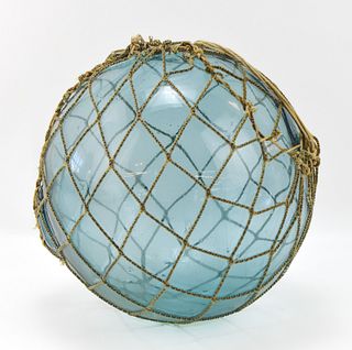 JAPANESE GLASS FISHING FLOAT WITH NETTING