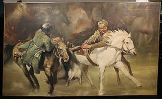 Man on Horses Oil on Canvas                                