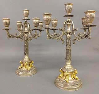 Silver plate candelabras