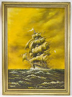 CLIPPER SHIP OIL PAINTING BY HOMER