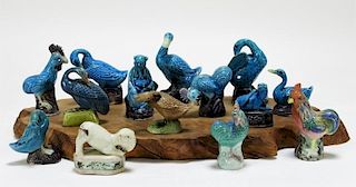 14 Chinese Porcelain Turquoise Miniature Animals