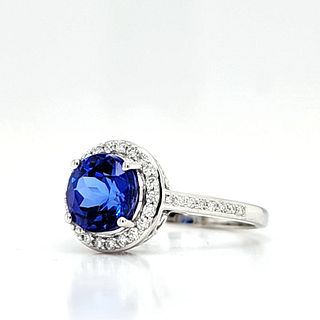 Simply Beautiful Tanzanite and Diamond Halo Ring