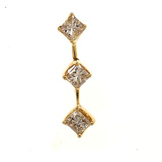 Princess-Cut Diamond Dangling Three-Stone Pendant