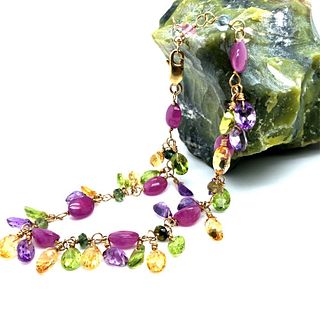 TR-Vividly Colorful Dangling Gemstone Bracelet