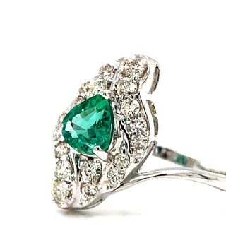 Fancy Cut Emerald and Diamond Swirl Ring