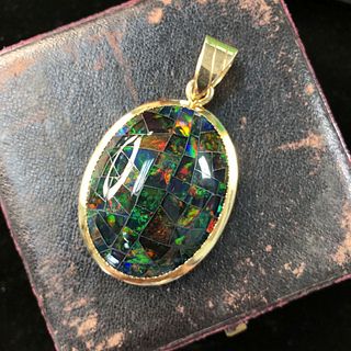 Mosaic Opal Pendant Set in Bezel