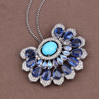 Enchanting Blue Gemstone & Diamond Pendant