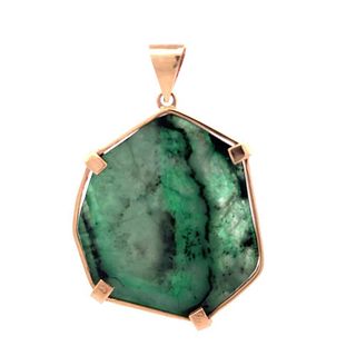 Slice of Raw Emerald - Artisan-Crafted 14K Bezel