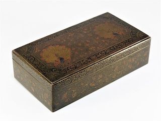 Indian Mughal Brass Inlaid Bidri Cigarette Box