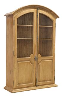 LARGE RUSTIC PINE BOOKCASE WITH CREMONE BOLT DOORS