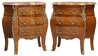 (2) PETITE LOUIS XV STYLE MARBLE-TOP COMMODES/ NIGHTSTANDS