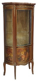 VERNIS MARTIN STYLE PAINTED MARBLE-TOP DISPLAY CABINET