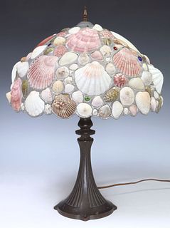 PRODUIT & PERRY GROTTO STYLE SHELL SHADE TWO-LIGHT TABLE LAMP