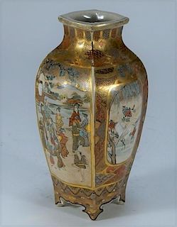 FINE Japanese Satsuma Quatrefoil Vase