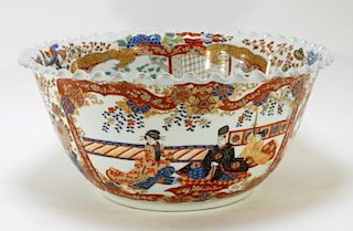 Japanese Imari Porcelain Floral Punch Bowl HUGE!