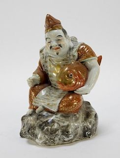 Japanese Kutani Porcelain Seated Immortal Figure