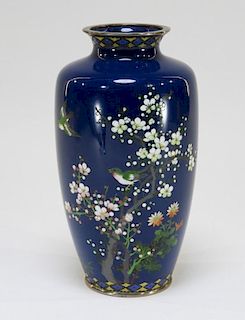 Japanese Silver Wire Cloisonne Bird Vase