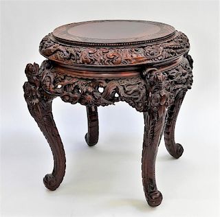 Japanese Meiji Period Carved Hardwood Dragon Table