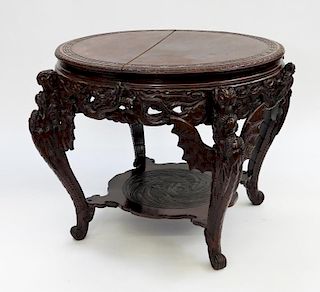 Japanese Meiji Period Carved Hardwood Table